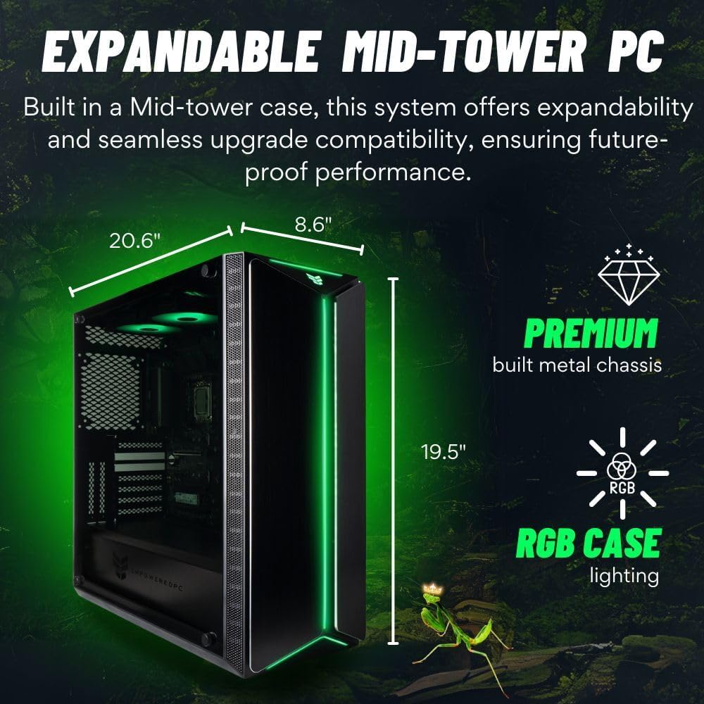 Mantis V2 - RTX 5090, Ryzen 9 9950X3D, 192GB DDR5 5600 RAM, 4TB NVMe Gen4 SSD, 10TB HDD, Windows 11 Pro, 3 Year Warranty, HDMI, RJ45, RGB Keyboard+Mouse, internal WiFi 7 + BT, Prebuilt Gaming Desktop