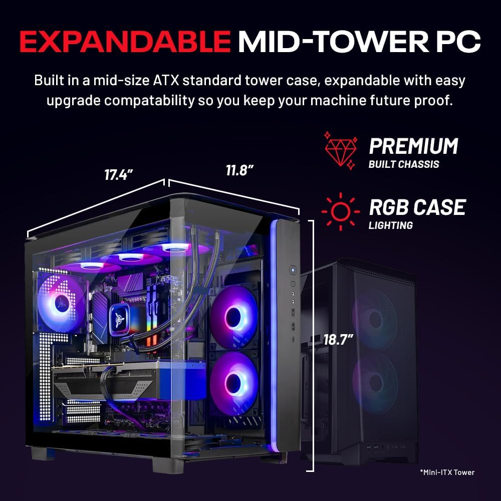 Skytech Gaming King 95 Desktop PC, Ryzen 7 7800X3D 4.2 GHz (5GHz), AMD RX 9070XT 16GB, 1TB Gen4 NVMe SSD, 32GB DDR5 RAM 5600 RGB, 850W Gold PSU, 360mm ARGB AIO, Wi-Fi, Win 11