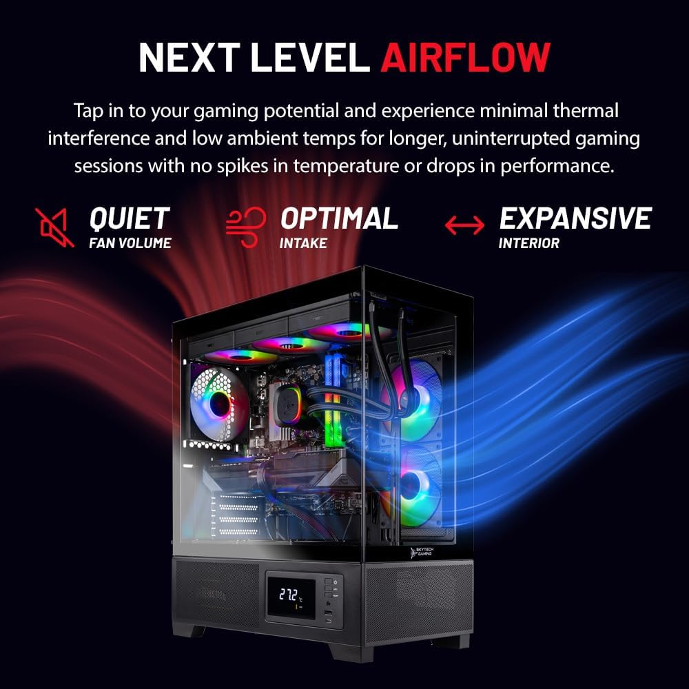 Skytech Gaming Azure 3 Plus Desktop PC, Intel Ultra 7 265K 3.9 GHz(5.4 GHz), NVIDIA RTX 5070 Ti 16GB, 2TB Gen4 NVMe SSD, 32GB DDR5 RAM 5200 RGB, 850W Gold ATX 3 PSU, 360mm ARGB AIO, Wi-Fi, Win 11