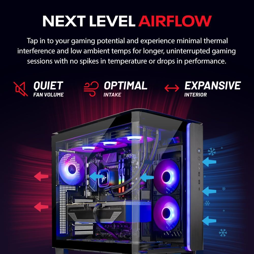 Skytech Gaming King 95 Desktop PC, Ryzen 7 7800X3D 4.2 GHz (5GHz), AMD RX 9070XT 16GB, 1TB Gen4 NVMe SSD, 32GB DDR5 RAM 5600 RGB, 850W Gold PSU, 360mm ARGB AIO, Wi-Fi, Win 11