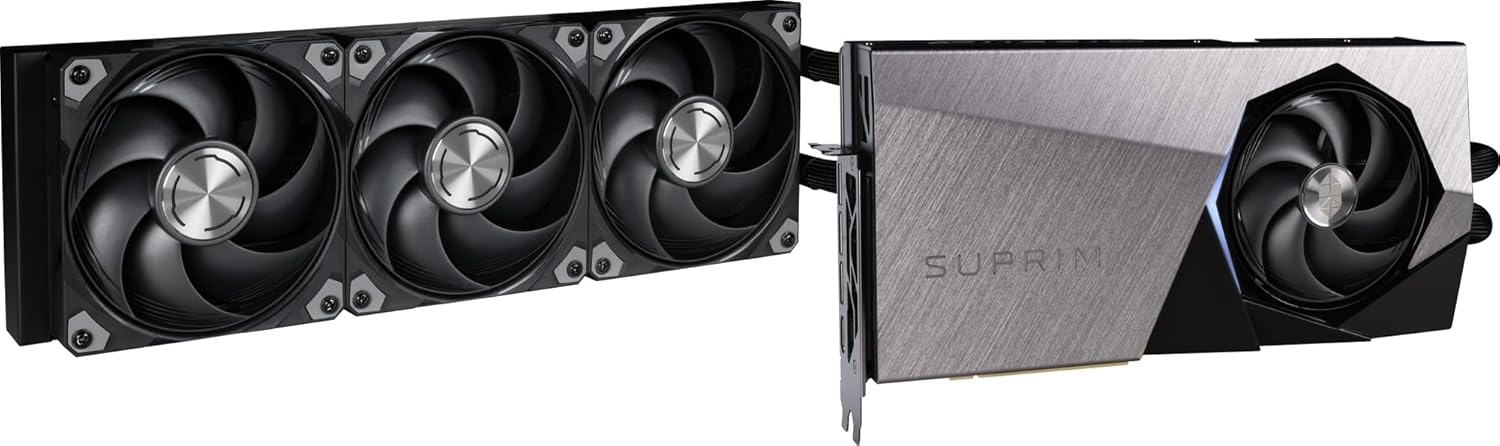 MSI GeForce RTX 5090 32G SUPRIM Liquid SOC — 32GB GDDR7 (28Gbps/512-bit), PCIe 5, Boost: 2565MHz, Water Cooling, HDMI 2.1b, DisplayPort 2.1b