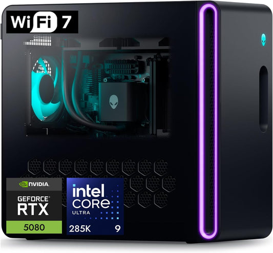 Dell Alienware Aurora R16 Gaming Desktop - NVIDIA RTX 5080 GDDR7 16GB(Beats RTX 4090) | Intel Ultra 9 285K(up to 5.7GHz) | Wi|Fi 7, Win11 Pro | 1000W Liquid|Cooled (64GB DDR5 | 8TB SSD | 2TB HDD)