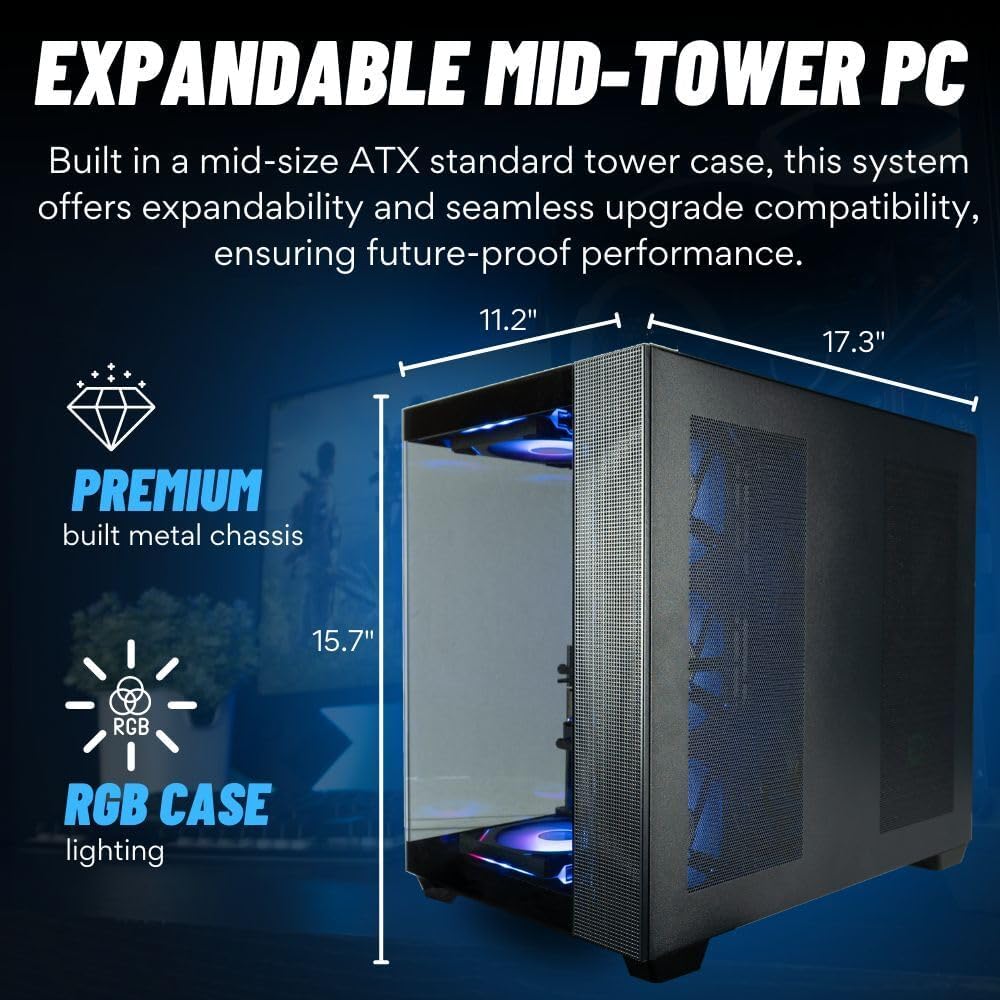 Panorama XL RTX 5090, AMD Ryzen 7 9800X3D, 96GB DDR5 5600 RAM, 4TB NVMe Gen4 SSD, HDMI, RJ45, Windows 11 Pro, 3 Year Warranty, RGB Keyboard+Mouse, Internal WiFi 6E, 3X DP, HDMI, Gaming Desktop PC