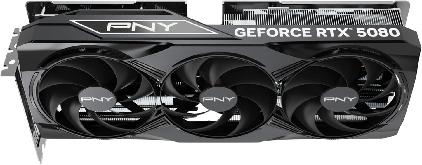 PNY NVIDIA GeForce RTX™ 5080 OC Triple Fan, Graphics Card (16GB GDDR7, 256-bit, Boost Speed: 2730 MHz, PCIe® 5.0, HDMI®/DP 2.1, 2.99-Slot, NVIDIA Blackwell Architecture, DLSS 4)