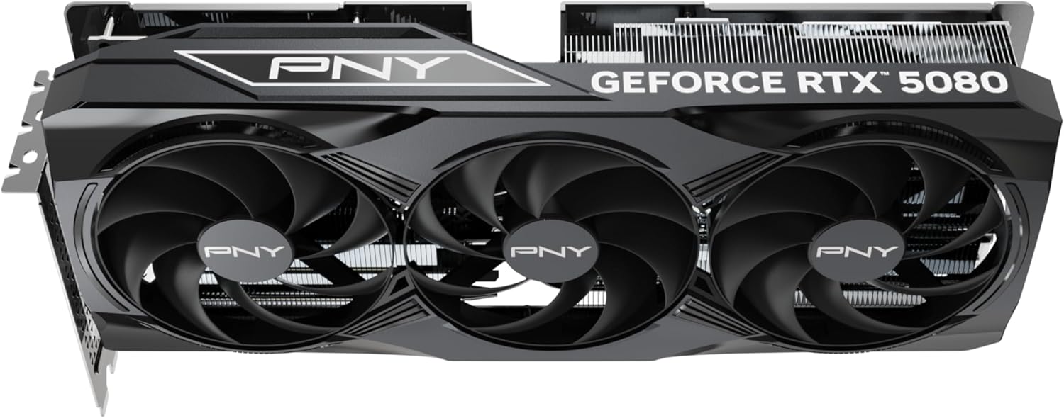 PNY NVIDIA GeForce RTX™ 5080 OC Triple Fan, Graphics Card (16GB GDDR7, 256-bit, Boost Speed: 2730 MHz, PCIe® 5.0, HDMI®/DP 2.1, 2.99-Slot, NVIDIA Blackwell Architecture, DLSS 4)