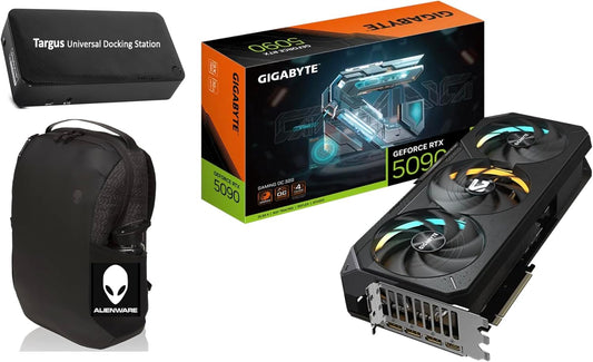 GIGABYTE Gaming GeForce RTX 5090 OC Edition 32GB GDDR7, 2550 MHz (Ref. Card : 2407MHz), Clock 28 Gbps, Memory Bus 512 bit, Resolution 7680x4320, Bundle with Targus Dock Station and Backpack Alinware