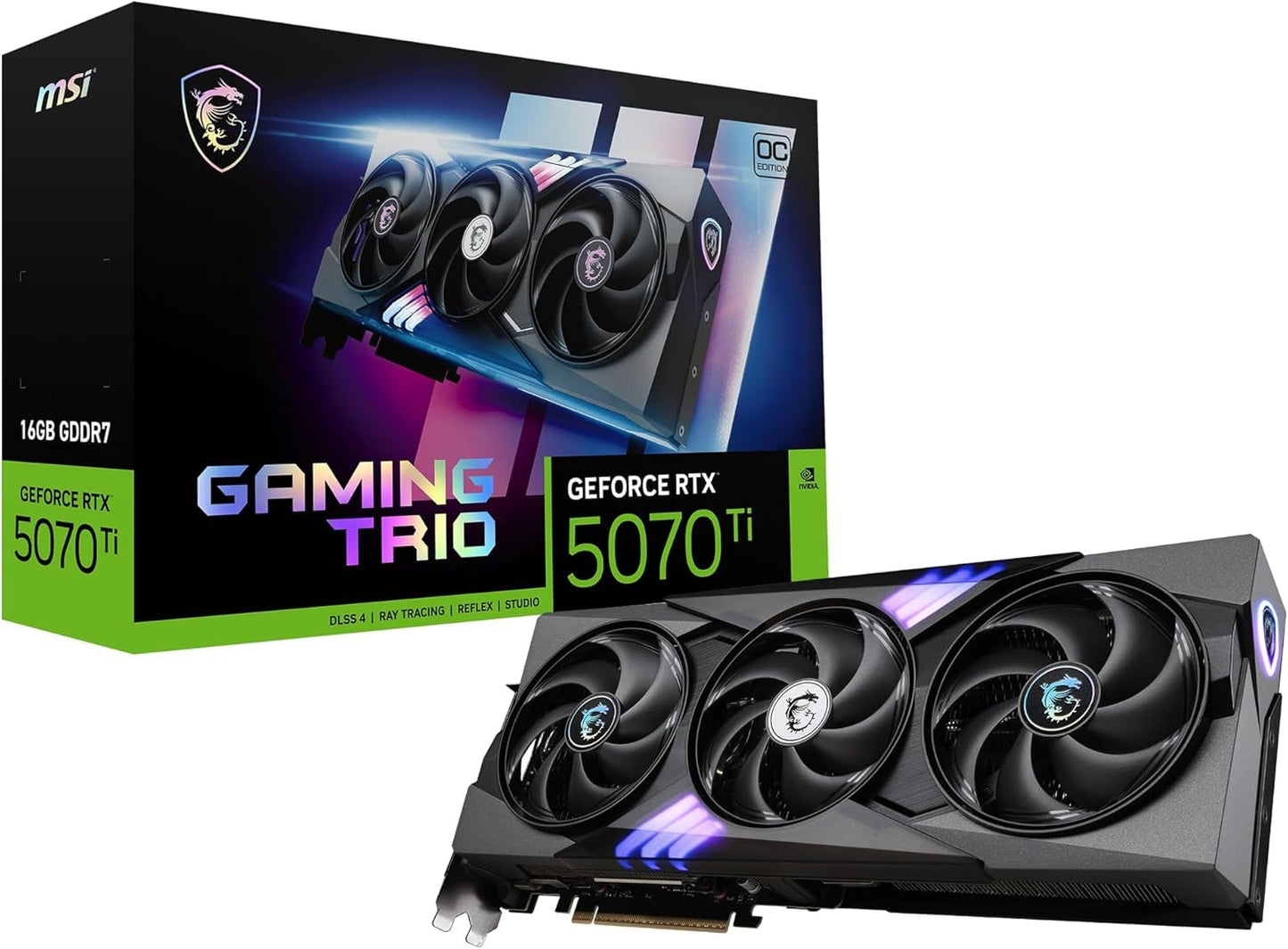 GeForce RTX 5070 Ti 16G Gaming Trio OC White - 16GB GDDR7 (28Gbps/256-bit), PCIe 5, Boost: 2572 MHz, HDMI 2.1b, DisplayPort 2.1b