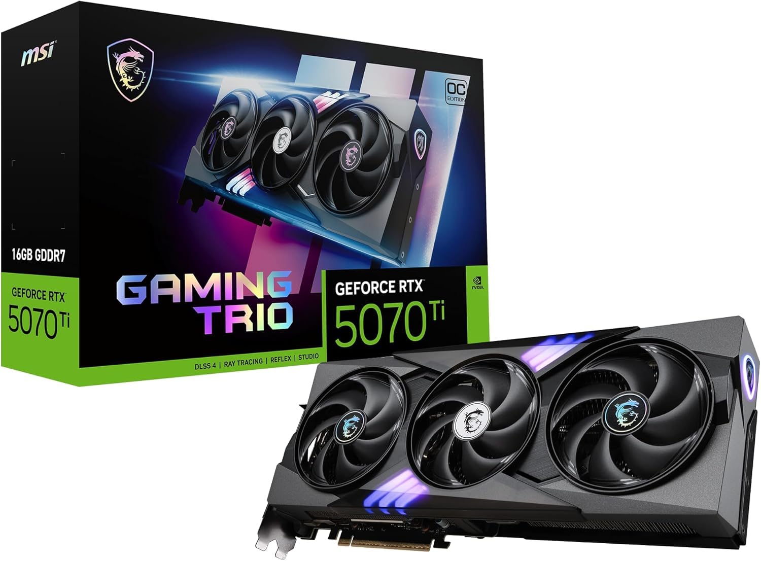 GeForce RTX 5070 Ti 16G Gaming Trio OC White - 16GB GDDR7 (28Gbps/256-bit), PCIe 5, Boost: 2572 MHz, HDMI 2.1b, DisplayPort 2.1b
