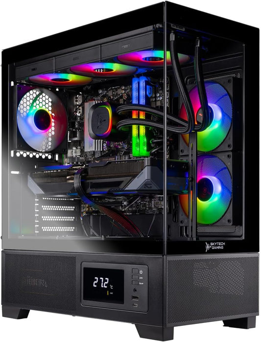 Skytech Gaming Azure 3 Plus Desktop PC, Intel Ultra 7 265K 3.9 GHz(5.4 GHz), NVIDIA RTX 5070 Ti 16GB, 2TB Gen4 NVMe SSD, 32GB DDR5 RAM 5200 RGB, 850W Gold ATX 3 PSU, 360mm ARGB AIO, Wi-Fi, Win 11