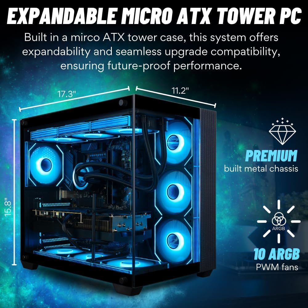 Panorama XL RTX 5090 Gaming Desktop - Intel Core Ultra 9 285K, 192GB DDR5 RAM, 4TB NVMe 9100 Pro Gen5 SSD, 10TB HDD, WiFi 6E, HDMI, Windows 11 Pro - Best 2025 RGB Prebuilt Tower Computer for Gamers