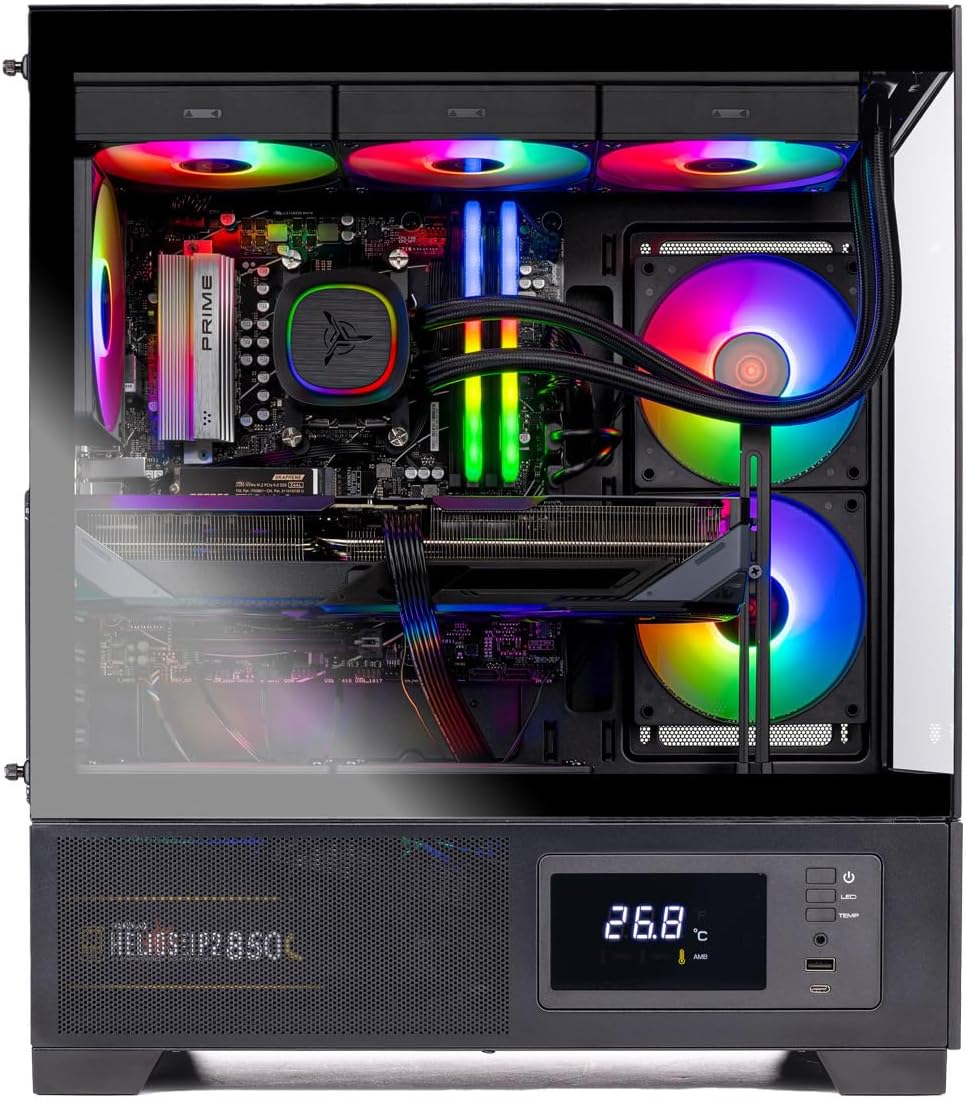 Skytech Gaming Azure 3 Plus Desktop PC, Intel Ultra 7 265K 3.9 GHz(5.4 GHz), NVIDIA RTX 5070 Ti 16GB, 2TB Gen4 NVMe SSD, 32GB DDR5 RAM 5200 RGB, 850W Gold ATX 3 PSU, 360mm ARGB AIO, Wi-Fi, Win 11