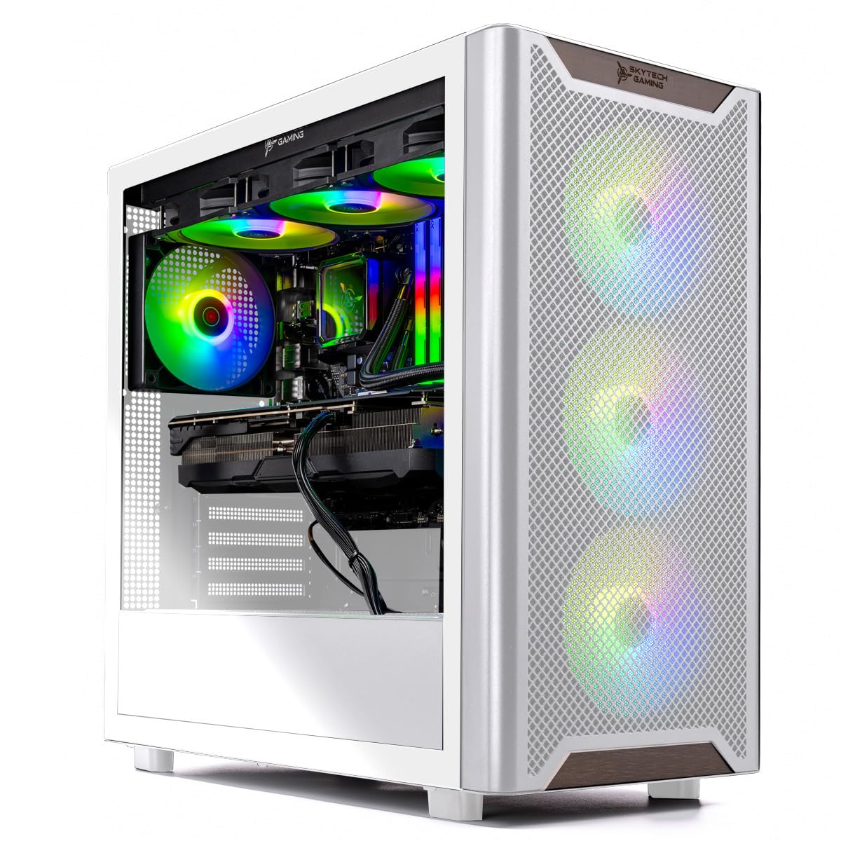 Skytech Gaming Azure 3 Plus Desktop PC, Intel Ultra 7 265K 3.9 GHz(5.4 GHz), NVIDIA RTX 5070 Ti 16GB, 2TB Gen4 NVMe SSD, 32GB DDR5 RAM 5200 RGB, 850W Gold ATX 3 PSU, 360mm ARGB AIO, Wi-Fi, Win 11