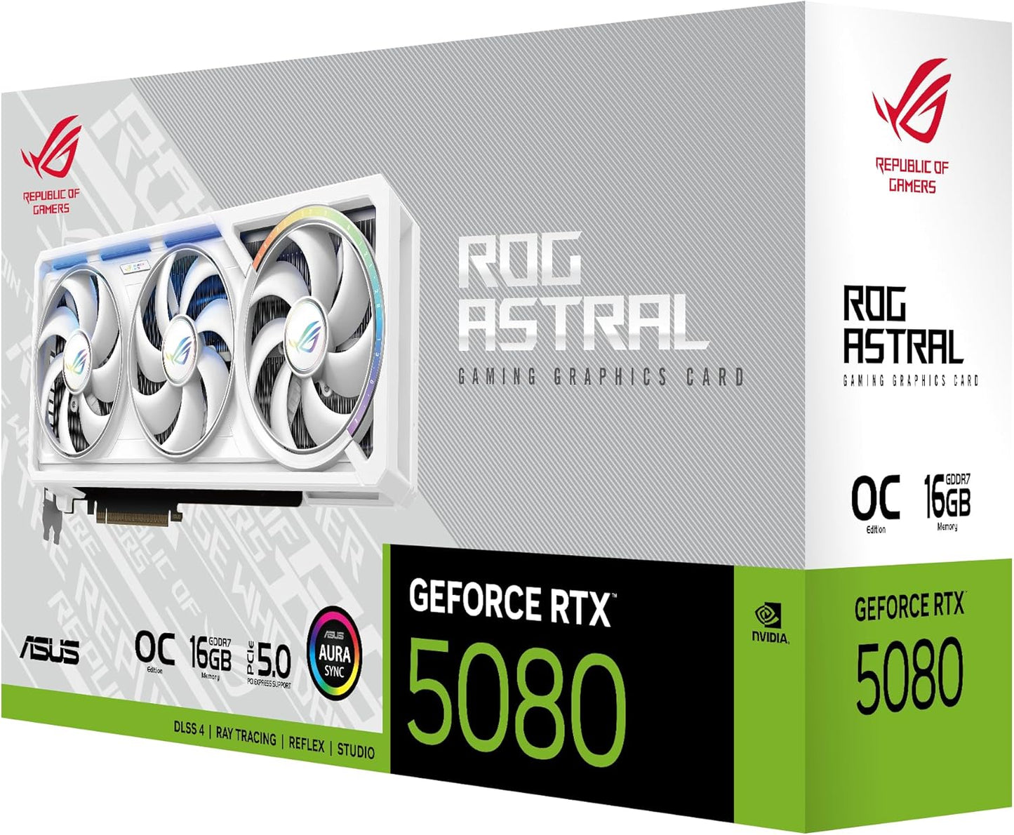 ASUS ROG Astral GeForce RTX™ 5080 16GB GDDR7 White OC Edition - Quad-Fan Graphics Card Delivering unprecedented Airflow and air Pressure for Optimal Performance