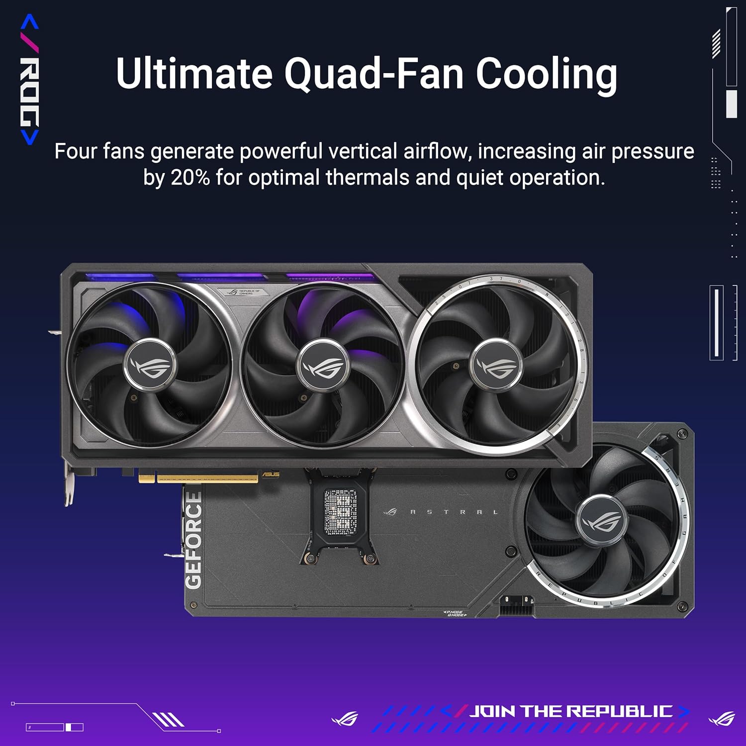 ASUS ROG Astral GeForce RTX™ 5080 OC Edition Gaming Graphics Card (PCIe® 5.0, 16GB GDDR7, HDMI®/DP 2.1, 3.8-Slot, 4-Fan Design, Axial-tech Fans, Patented Vapor Chamber, Phase-Change GPU Thermal pad)