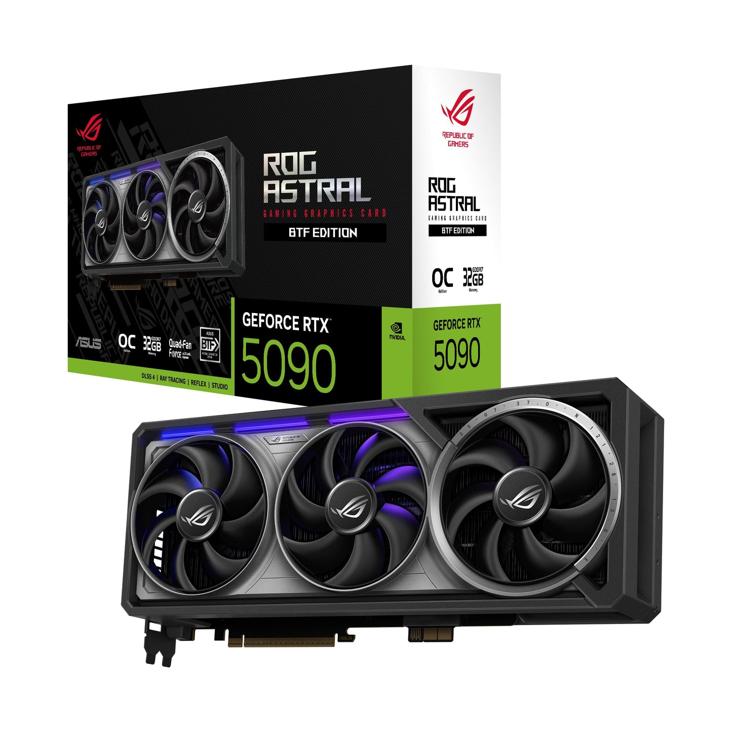 ASUS ROG Astral GeForce RTX™ 5090 OC Edition Gaming Graphics Card (PCIe® 5.0, 32GB GDDR7, HDMI®/DP 2.1, 3.8-Slot, 4-Fan Design, Axial-tech Fans, Patented Vapor Chamber, Phase-Change GPU Thermal pad)