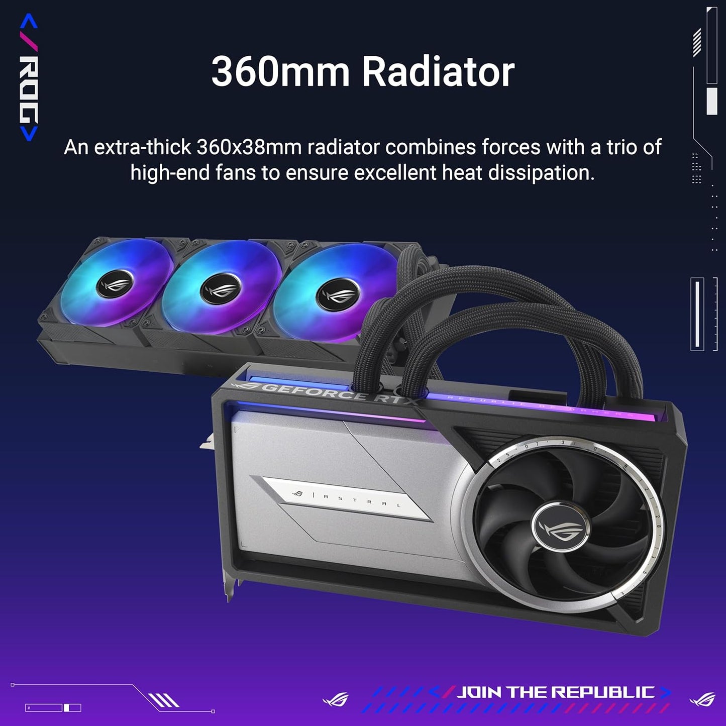 ASUS ROG Astral LC GeForce RTX™ 5090 32GB GDDR7 OC Edition – Experience Fluid Force with a 360mm AIO Cooler for Optimal Performance That can Achieve The Highest GPU Boost Clock