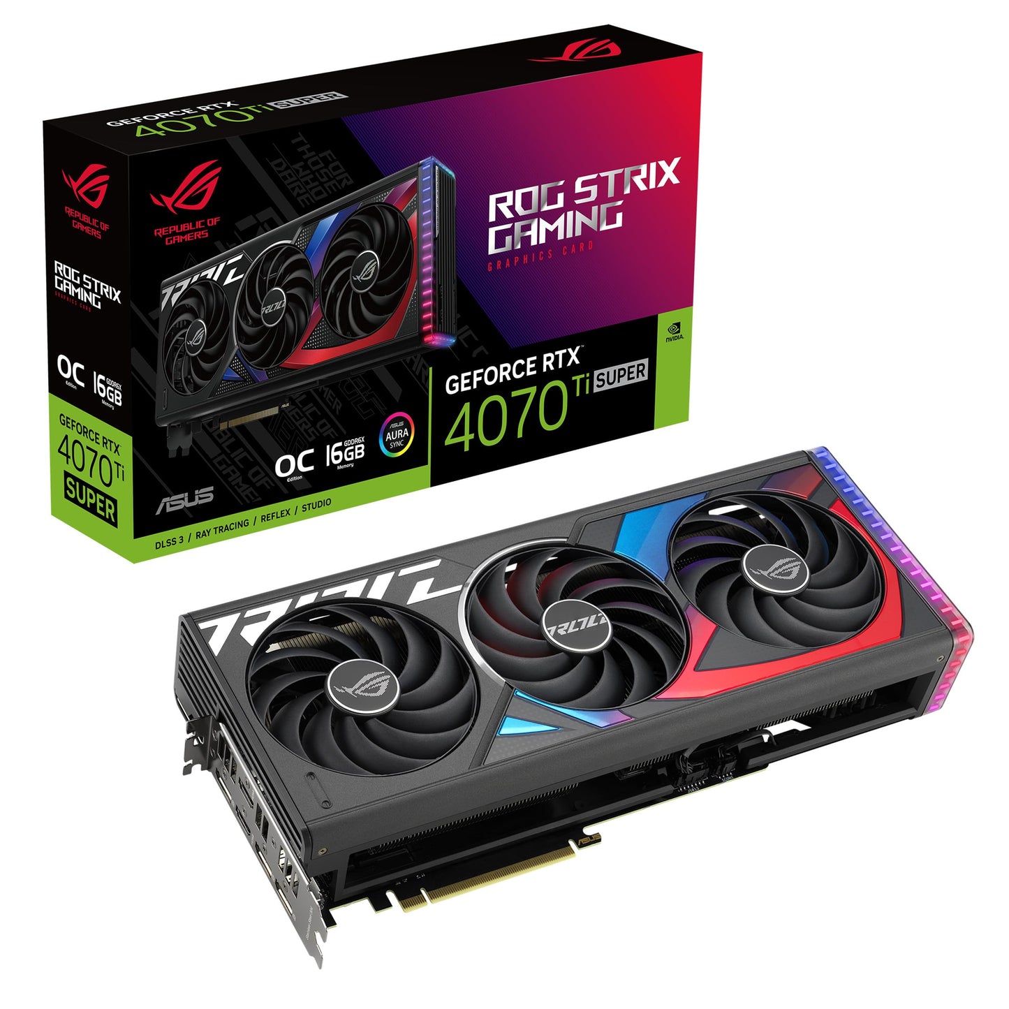 ASUS ROG Strix GeForce RTX 5070 Ti OC Edition 16GB GDDR7 Graphics Card (PCIe 5.0, HDMI/DP 2.1, 3.2-slot, Axial-tech fans, MaxContact design with vapor chamber, phase-change GPU thermal pad, aura sync)