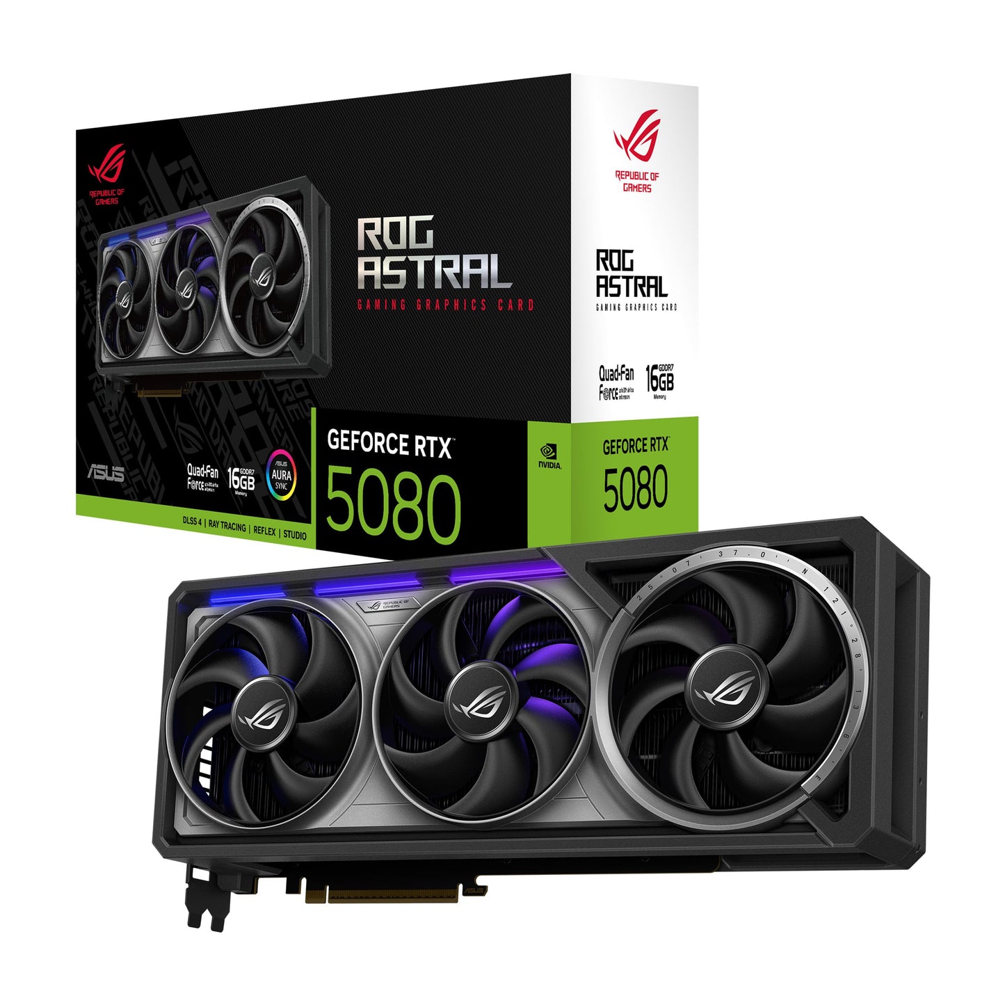 ASUS ROG Astral GeForce RTX™ 5080 16GB GDDR7 White OC Edition - Quad-Fan Graphics Card Delivering unprecedented Airflow and air Pressure for Optimal Performance