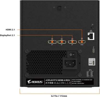 GIGABYTE AORUS RTX 5090 AI Box Graphics Card, WATERFORCE All-in-one Cooling System, Thunderbolt 5, USB-4, GV-N5090IXEB-32GD Video Card
