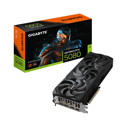 GIGABYTE AORUS GeForce RTX 5080 Master 16G Graphics Card, WINDFORCE Cooling System, 16GB 256-bit GDDR7, GV-N5080AORUS M-16GD Video Card