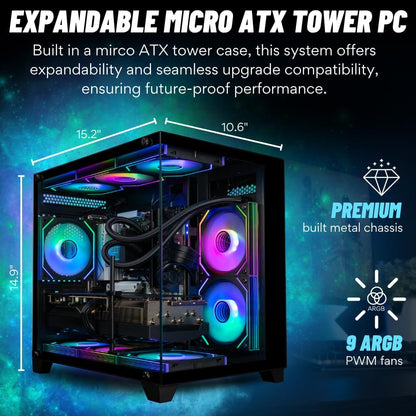 Panorama Gaming PC Desktop (NVD GeForce RTX 5090, Intel 24-Core i9-14900KF Processor, 96GB DDR5 RAM, 4TB Gen4 NVMe SSD, WiFi 6E, HDMI, Windows 11 Pro) Best 2025 Prebuilt Tower RGB Gamer Computer