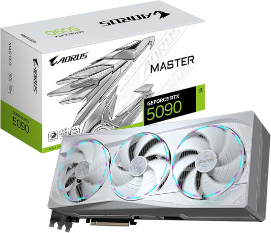GIGABYTE AORUS GeForce RTX 5090 Master ICE 32G Graphics Card, WINDFORCE Cooling System, 32GB 512-bit GDDR7, GV-N5090AORUSM ICE-32GD Video Card
